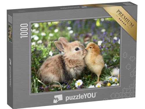 puzzleYOU: Puzzle 1000 Teile „Beste Freunde: Kleines Kaninchen und Küken“ – aus der Puzzle-Kollektion Kaninchen, Bauernhof-Tiere von puzzleYOU