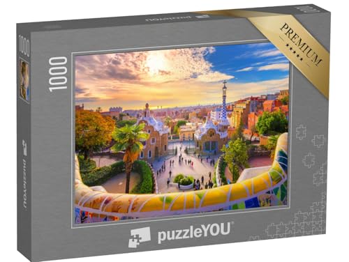 puzzleYOU: Puzzle 1000 Teile „Blick auf Barcelona vom Park Güell in Barcelona, Spanien“ – aus der Puzzle-Kollektion Parks, Europa, Städte, Spanien, Barcelona, Blumen & Pflanzen, Europäische Städte von puzzleYOU