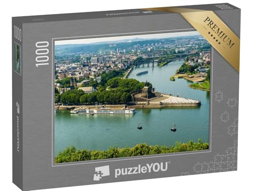 puzzleYOU: Puzzle 1000 Teile „Blick auf Koblenz mit Mosel und Rhein am Deutschen Eck“ – aus der Puzzle-Kollektion Regionale Puzzles Deutschland von puzzleYOU