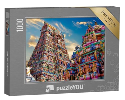 puzzleYOU: Puzzle 1000 Teile „Bunte Gopura im hinduistischen Kapaleeshwarar-Tempel, Indien“ – aus der Puzzle-Kollektion Tempel, Kirchen & Tempel von puzzleYOU