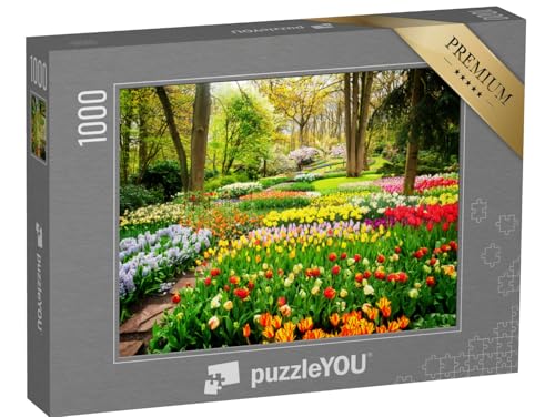 puzzleYOU: Puzzle 1000 Teile „Buntes Tulpenmeer im Park“ – aus der Puzzle-Kollektion Garten von puzzleYOU