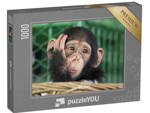 puzzleYOU: Puzzle 1000 Teile „EIN Kleiner Schimpanse“ – aus der Puzzle-Kollektion Affen, Tiere, Schimpansen, Tiere in Dschungel & Regenwald von puzzleYOU