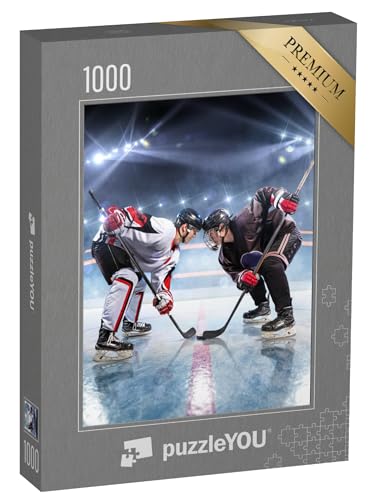 puzzleYOU: Puzzle 1000 Teile „Eishockeyspieler beginnt Spiel“ – aus der Puzzle-Kollektion Menschen, Eishockey von puzzleYOU