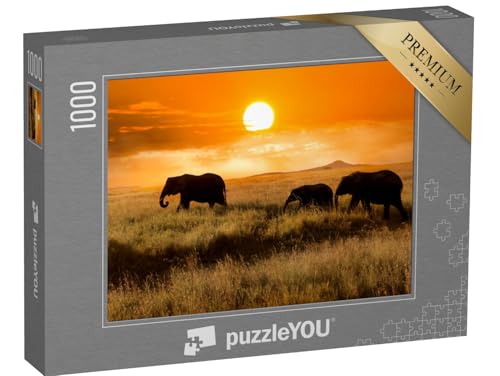 puzzleYOU: Puzzle 1000 Teile „Elefantenfamilie bei Sonnenuntergang, Nationalpark von Afrika“ – aus der Puzzle-Kollektion Safari puzzleYOU: Puzzle 1000 Teile „Elefantenfamilie bei Sonnenuntergang, Nationalpark von Afrika“ – aus der Puzzle-Kollektion Safari von puzzleYOU