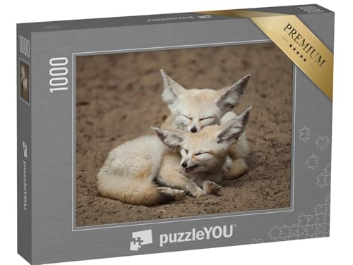puzzleYOU: Puzzle 1000 Teile „Fennek-Füchse bei Einer kleinen Pause“ – aus der Puzzle-Kollektion Wüstenfuchs, Tiere in Savanne & Wüste von puzzleYOU