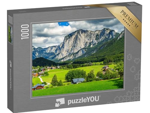 puzzleYOU: Puzzle 1000 Teile „Frühlingslandschaft mit Feldern, Almen und Bergen, Altaussee, Österreich“ – aus der Puzzle-Kollektion Österreich von puzzleYOU