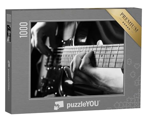 puzzleYOU: Puzzle 1000 Teile „Gitarrenspiel, schwarz-weiß“ – aus der Puzzle-Kollektion Musik, Menschen von puzzleYOU