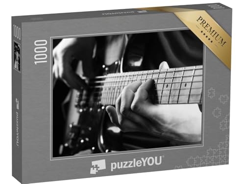 puzzleYOU: Puzzle 1000 Teile "Gitarrenspiel, schwarz-weiß" - Musik, Menschen, 64 x 48 cm, für Kinder, Teenager und Erwachsene, enthält Puzzle Stücke von puzzleYOU