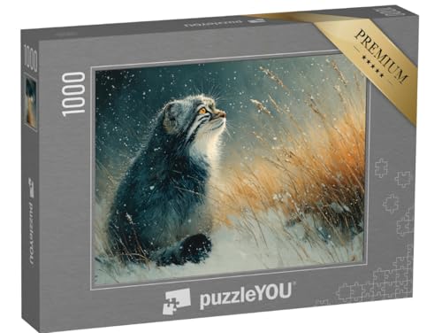 puzzleYOU: Puzzle 1000 Teile „Katze genießt die winterlichen Abendstunden“ – aus der Puzzle-Kollektion Katzen-Puzzles von puzzleYOU