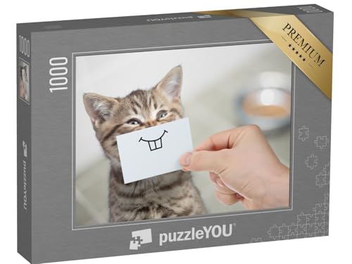puzzleYOU: Puzzle 1000 Teile „Kleine Katze mit Einer lustigen Maske“ – aus der Puzzle-Kollektion Katzen-Puzzles von puzzleYOU