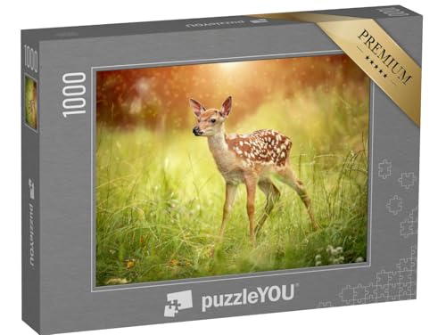 puzzleYOU: Puzzle 1000 Teile „Kleines Rehkitz im Gras Einer Frühlingswiese“ – aus der Puzzle-Kollektion Rehe von puzzleYOU