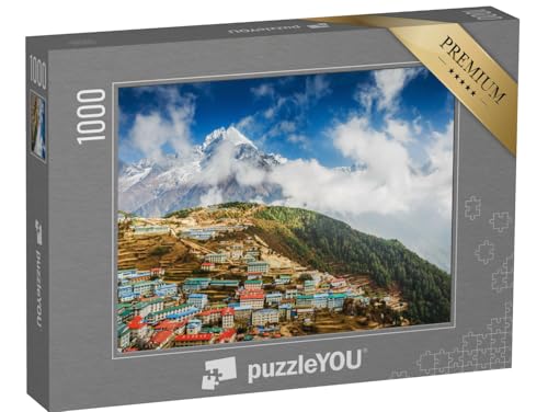 puzzleYOU: Puzzle 1000 Teile „Namche Bazar und Berg Thamserku, Everest-Basislager-Trek, Nepal“ – aus der Puzzle-Kollektion Nepal von puzzleYOU