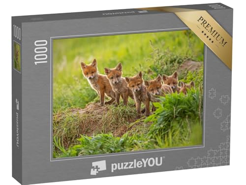 puzzleYOU: Puzzle 1000 Teile „Neugierige kleine Rotfüchse erkunden die Welt“ – aus der Puzzle-Kollektion Füchse, Tiere in Wald & Gebirge von puzzleYOU
