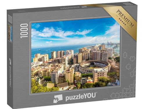 puzzleYOU: Puzzle 1000 Teile „Panoramaluftbild von Malaga, Spanien“ – aus der Puzzle-Kollektion Malaga, Spanien von puzzleYOU