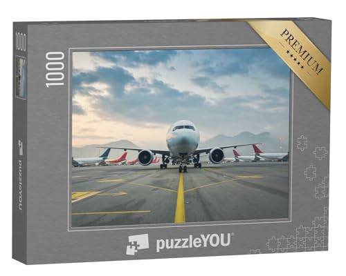 puzzleYOU: Puzzle 1000 Teile „Passagierflugzeug auf dem internationalen Flughafens Hongkong“ – aus der Puzzle-Kollektion Flugzeuge, Flughafen von puzzleYOU