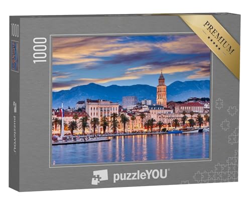 puzzleYOU: Puzzle 1000 Teile „Split bei Nacht, Kroatien“ – aus der Puzzle-Kollektion Kroatien, Mittelmeer von puzzleYOU