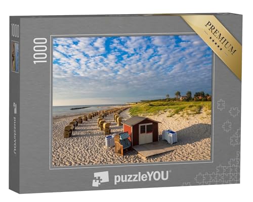 puzzleYOU: Puzzle 1000 Teile „Strandkörbe und Hütte am Ostseestrand in Wustrow, Deutschland“ – aus der Puzzle-Kollektion Strandkörbe von puzzleYOU