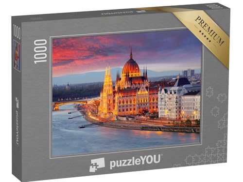 puzzleYOU: Puzzle 1000 Teile „Ungarisches Parlament, Budapest bei Sonnenuntergang“ – aus der Puzzle-Kollektion Ungarn, Budapest von puzzleYOU