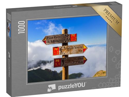 puzzleYOU: Puzzle 1000 Teile „Wegweiser in den Bergen von Madeira, Portugal“ – aus der Puzzle-Kollektion Portugal von puzzleYOU