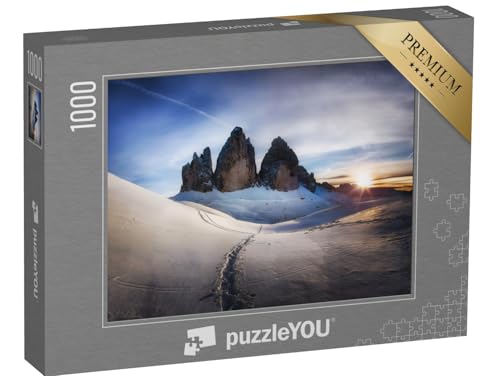 puzzleYOU: Puzzle 1000 Teile „Wintermorgen an den DREI Zinnen, Dolomiten, Italien“ – aus der Puzzle-Kollektion Europa, Dolomiten von puzzleYOU