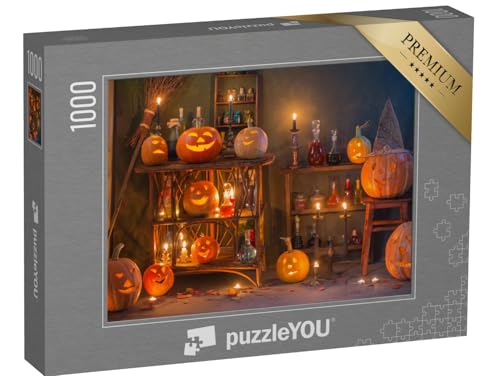 puzzleYOU: Puzzle 1000 Teile „Wunderschöne Halloween-Dekoration mit Kürbissen und Zaubertränken“ – aus der Puzzle-Kollektion Festtage von puzzleYOU