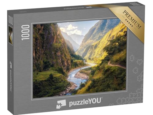 puzzleYOU: Puzzle 1000 Teile „Wunderschönes Tal vor den Himalaya-Bergen“ – aus der Puzzle-Kollektion Flüsse, Himalaya, Flüsse & Seen von puzzleYOU