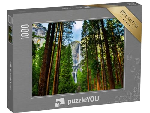 puzzleYOU: Puzzle 1000 Teile „Yosemite Wasserfälle hinter Sequoias in Yosemite National Park, Kalifornien“ – aus der Puzzle-Kollektion Kalifornien von puzzleYOU