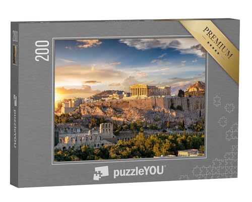 puzzleYOU: Puzzle 200 Teile „Akropolis von Athen im atemberaubenden Sonnenuntergang, Griechenland“ – aus der Puzzle-Kollektion Athen, Akropolis von puzzleYOU