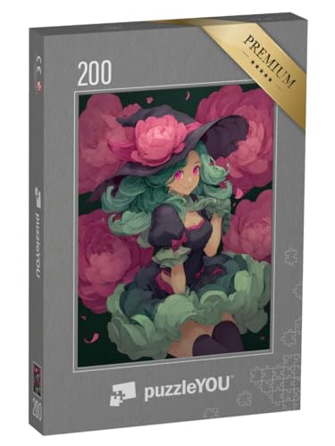 puzzleYOU: Puzzle 200 Teile „Anime zwischen den Pfingstrosen“ – aus der Puzzle-Kollektion Anime von puzzleYOU