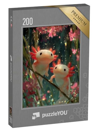 puzzleYOU: Puzzle 200 Teile „Axolotl Freunde auf Entdeckungstour“ – aus der Puzzle-Kollektion Unterwasser, Fische & Wassertiere von puzzleYOU