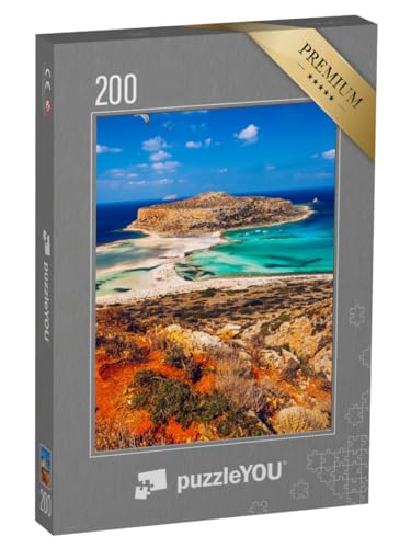 puzzleYOU: Puzzle 200 Teile „Balos Lagune und Gramvousa auf Kreta mit Möwen und Strand“ – aus der Puzzle-Kollektion Kreta von puzzleYOU
