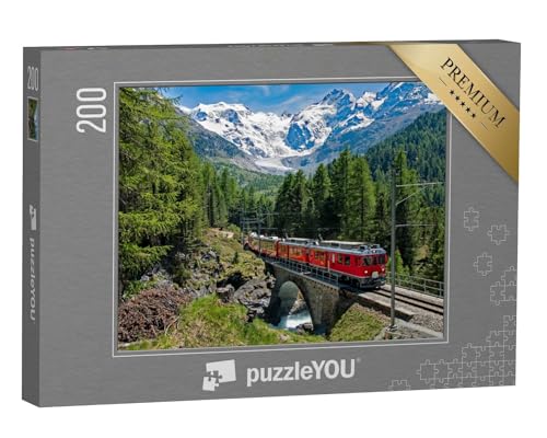 puzzleYOU: Puzzle 200 Teile „Bernina Express, Schweiz“ – aus der Puzzle-Kollektion Lokomotive von puzzleYOU
