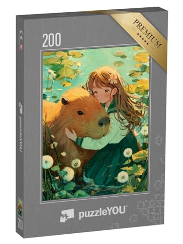 puzzleYOU: Puzzle 200 Teile „Capybara Freundschaft“ – aus der Puzzle-Kollektion Exotische Tiere & Trend-Tiere von puzzleYOU
