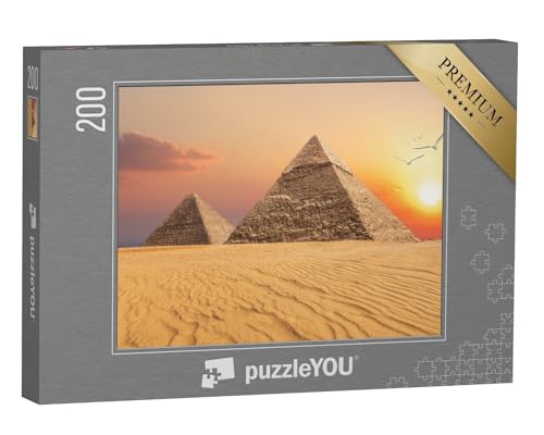 puzzleYOU: Puzzle 200 Teile „Chephren-Pyramide und Cheops-Pyramide, Sonnenuntergang, Gizeh“ – aus der Puzzle-Kollektion Cheops Pyramide von puzzleYOU