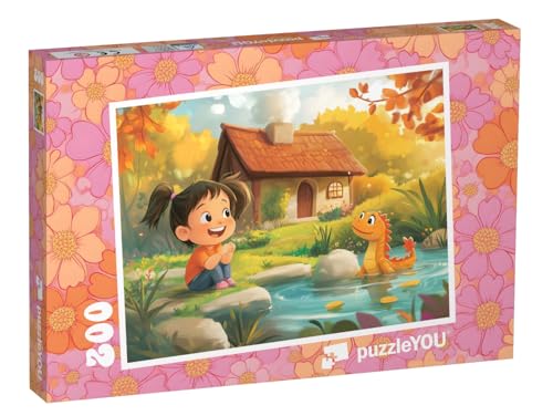 puzzleYOU: Puzzle 200 Teile „Das Mädchen und Ihr Kleiner Drache im Märchenland“ – aus der Puzzle-Kollektion Kinderpuzzle von puzzleYOU
