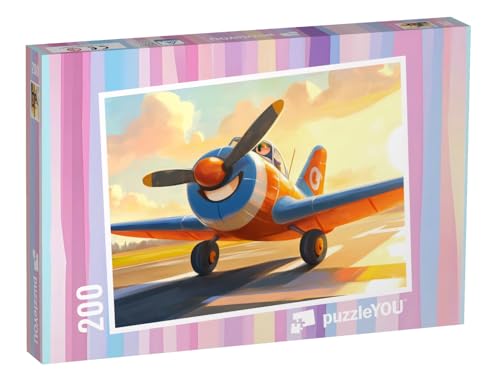puzzleYOU: Puzzle 200 Teile „Das kleine Flugzeug freut Sich auf Abenteuer“ – aus der Puzzle-Kollektion Kinderpuzzle von puzzleYOU