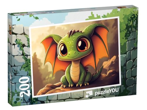 puzzleYOU: Puzzle 200 Teile „Der kleine Drache und das Geheimnis des Feuers“ – aus der Puzzle-Kollektion Kinderpuzzle von puzzleYOU
