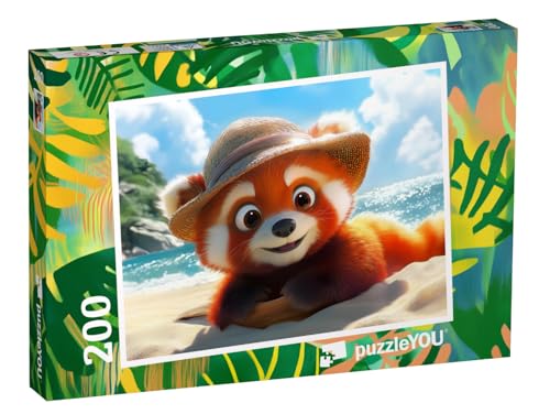puzzleYOU: Puzzle 200 Teile „Der kleine Panda Peti beim Strandurlaub“ von puzzleYOU