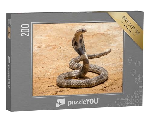 puzzleYOU: Puzzle 200 Teile „Die Königskobra auf Sand“ – aus der Puzzle-Kollektion Schlangen, Tiere in Dschungel & Regenwald von puzzleYOU