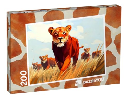 puzzleYOU: Puzzle 200 Teile „Die kleine Löwenfamilie“ – aus der Puzzle-Kollektion Kinderpuzzle von puzzleYOU