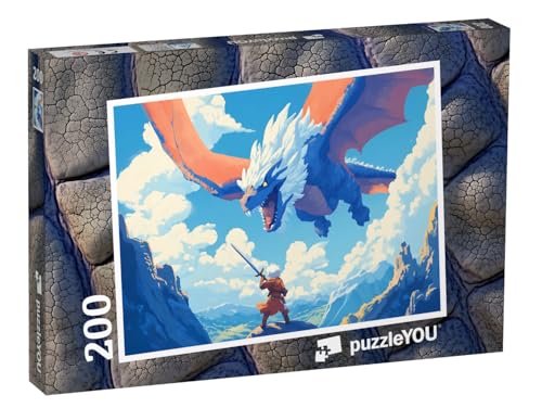 puzzleYOU: Puzzle 200 Teile „Drachenabenteuer in der Wolkenstadt“ – aus der Puzzle-Kollektion Kinderpuzzle von puzzleYOU