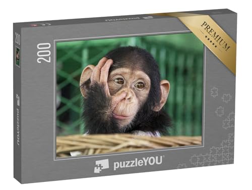 puzzleYOU: Puzzle 200 Teile „EIN Kleiner Schimpanse“ – aus der Puzzle-Kollektion Affen, Tiere, Schimpansen, Tiere in Dschungel & Regenwald von puzzleYOU