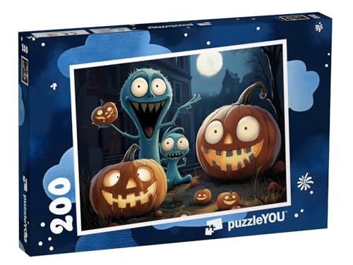 puzzleYOU: Puzzle 200 Teile „Gruselige Schattenwesen in der Halloween-Nacht“ – aus der Puzzle-Kollektion Kinderpuzzle von puzzleYOU