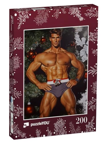 puzzleYOU: Puzzle 200 Teile „Heiße Bescherung mit Pinup Boy“ von puzzleYOU