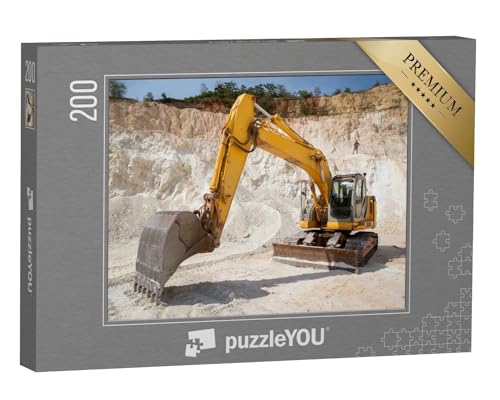 puzzleYOU: Puzzle 200 Teile „Hydraulischer Raupenbagger bei der Arbeit, Steinbruch“ – aus der Puzzle-Kollektion Bagger von puzzleYOU