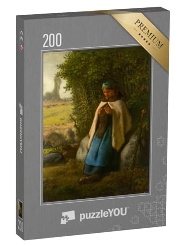 puzzleYOU: Puzzle 200 Teile „Jean-François Millet - Hirtin auf einem Felsen sitzend“ von puzzleYOU