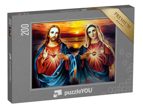 puzzleYOU: Puzzle 200 Teile „Jesus Christus und Maria mit Herz, EIN Ölgemälde“ – aus der Puzzle-Kollektion Christentum puzzleYOU: Puzzle 200 Teile „Jesus Christus und Maria mit Herz, EIN Ölgemälde“ – aus der Puzzle-Kollektion Christentum von puzzleYOU