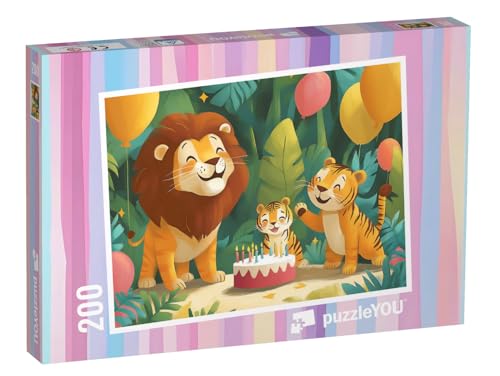 puzzleYOU: Puzzle 200 Teile „Kleiner Tiger hat Geburtstag“ – aus der Puzzle-Kollektion Kinderpuzzle von puzzleYOU
