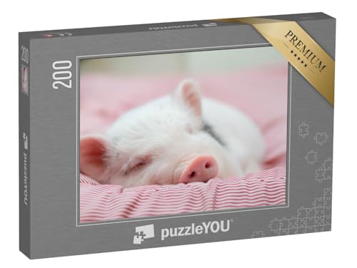 puzzleYOU: Puzzle 200 Teile „Kleines Ferkel beim gemütlichen Nickerchen“ – aus der Puzzle-Kollektion Schweine & Ferkel von puzzleYOU