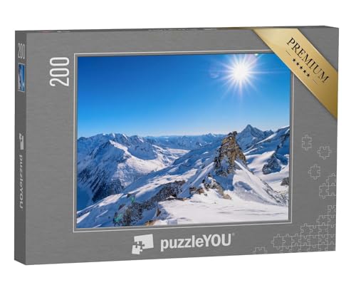puzzleYOU: Puzzle 200 Teile „Majestätische Gipfel am Hintertuxer Gletscher, Zillertal, Österreich“ – aus der Puzzle-Kollektion Tirol, Zillertal von puzzleYOU